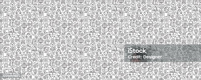 istock Product Management Seamless Pattern and Background with Line Icons 1201841885