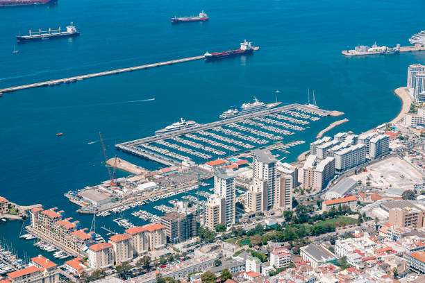 istock Panoramic view on the Gibraltar harbor at sunny summer weather 1201842945