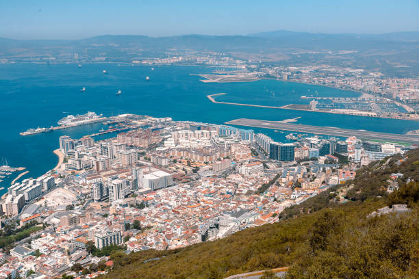 istock Panoramic view on the Gibraltar harbor at sunny summer weather 1201842953