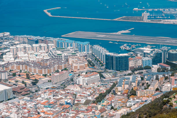 istock Panoramic view on the Gibraltar harbor at sunny summer weather 1201842980