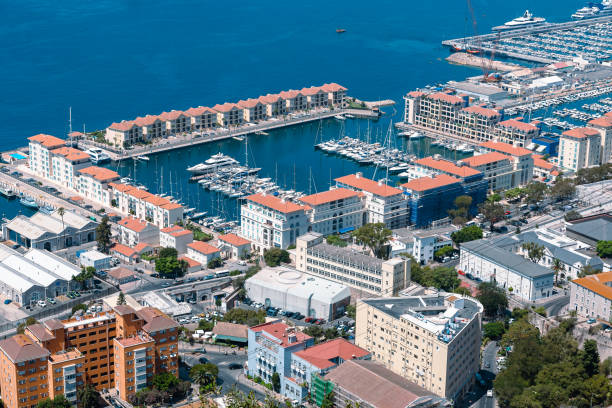 istock Panoramic view on the Gibraltar harbor at sunny summer weather 1201843064