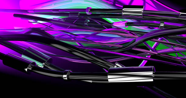 istock Background with neon violet light and wires. 1201844902