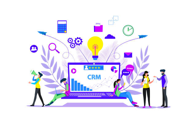 illustrazioni stock, clip art, cartoni animati e icone di tendenza di crm - gestione delle relazioni con i clienti - gestione delle relazioni con i clienti