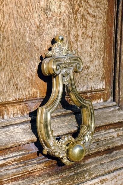 istock Antique ornamental door knocker, handle, hinge 1201847638