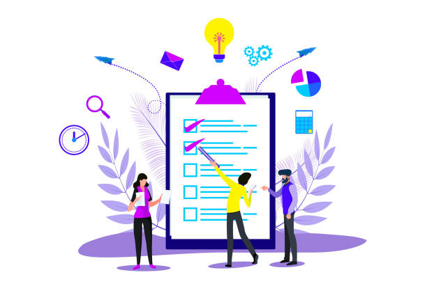 Business Planning and Strategy Landing in Checklist for Web Page or Website Business Planning and Strategy Landing in Checklist for Web Page or Website manager illustrations stock illustrations