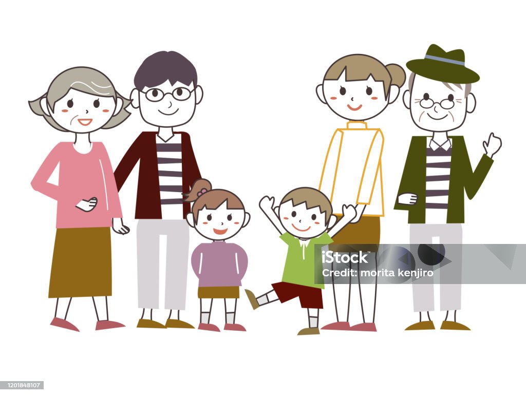 Uncle Aunt Parents Mother Children Family Illustration Stock Illustration -  Download Image Now - iStock