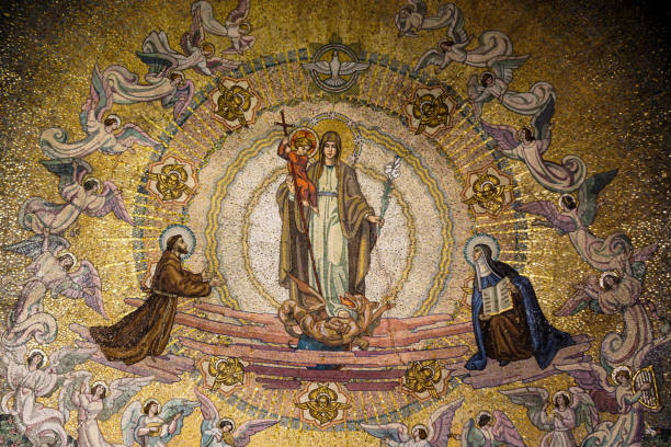 New York, New York - January 4, 2020: “The Glorification of the Mother Jesus” by Rudolph Margreiter, installed in 1928 in St. Francis of Assisi Church.