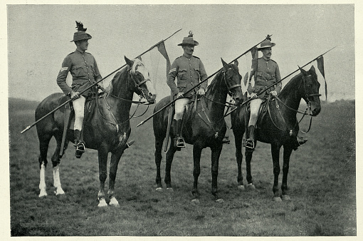 Vintage photograph of Australian soldiers, Non-commissioned officers of the New South Wales Lancers, Sons of the Empire, 1890s