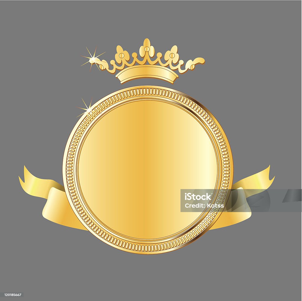 gold award medal vector illustration of a gold award with a ribbon and a crown Gold Medal stock vector