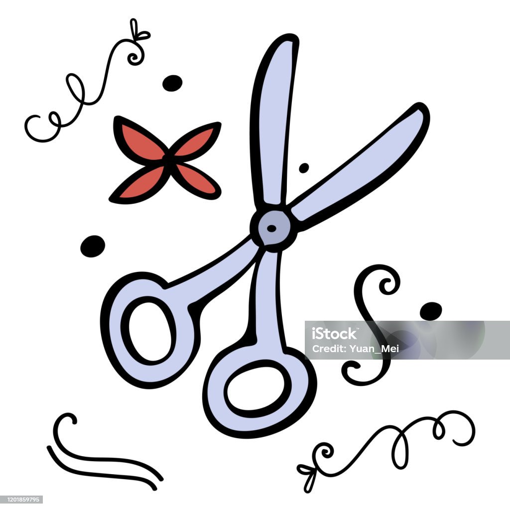 Scissors Vector Illustration Scissors Hair Cartoon Vector Doodle Elements  Stock Illustration - Download Image Now - iStock