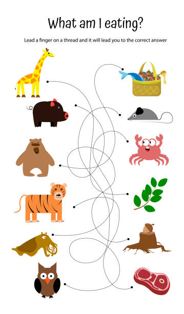 Cute animal educational maze game. Vector illustration of maze(labyrinth) educational game with cute cartoon elephant, lion, penguin for children Cute animal educational maze game. Vector illustration of maze(labyrinth) educational game with cute cartoon elephant, lion, penguin for children the boar fish stock illustrations