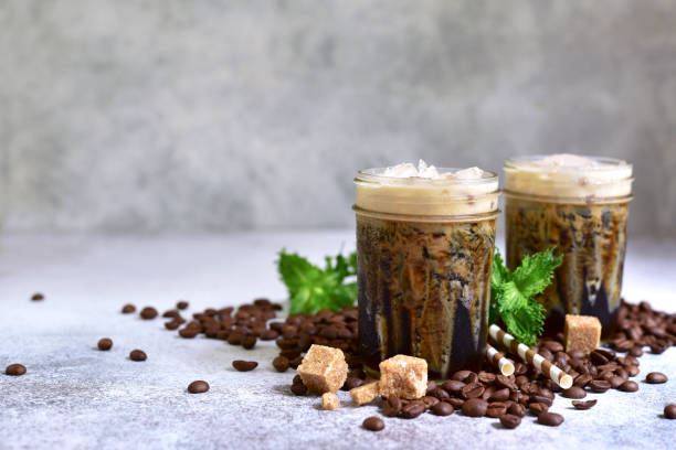 istock Traditional greek summer coffee drink frappe with mint 1201860947