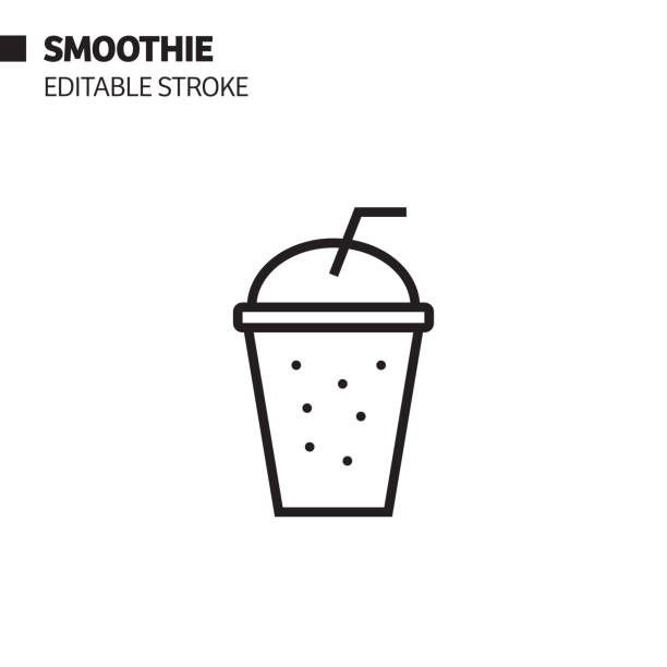 Smoothie Line Icon, Outline Vector Symbol Illustration. Pixel Perfect, Editable Stroke. Smoothie Line Icon, Outline Vector Symbol Illustration. Pixel Perfect, Editable Stroke. smoothie stock illustrations