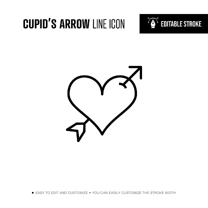 Cupid's Arrow Line Icon - Editable Stroke