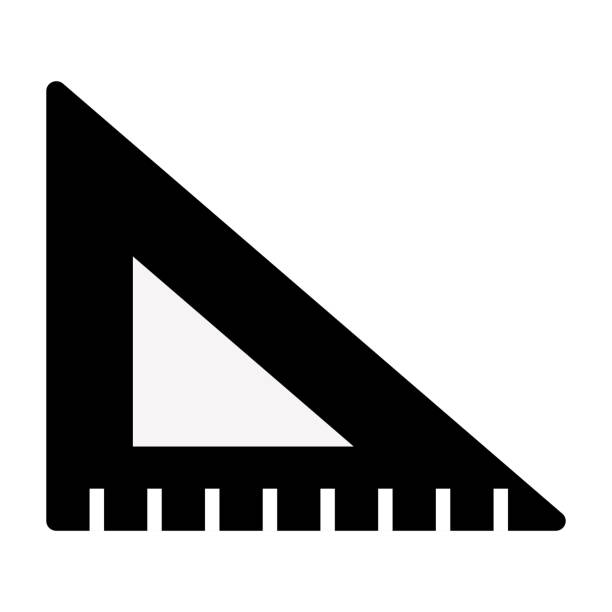 ilustrações de stock, clip art, desenhos animados e ícones de black ruler square icon vector illustration - ruler triangle work tool drawing