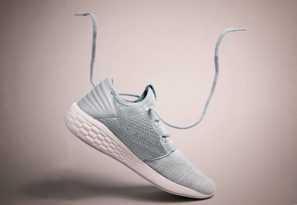 istock Running sports shoes with flying laces. 1201868366
