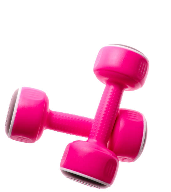 istock Two plastic blue dumbbells isolated on a white background. Sports concept. 1201868433