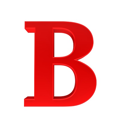 letter b red sign 3d rendering capital letter cut out white background