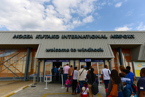 Windhoek, Namibia - May 25, 2015: Passengers arriving to Hosea Kutako International Airport in Windhoek, Namibia.