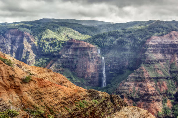 wodospad waipoo, park stanowy waimea canyon, kauai - waimea canyon state park zdjęcia i obrazy z banku zdjęć