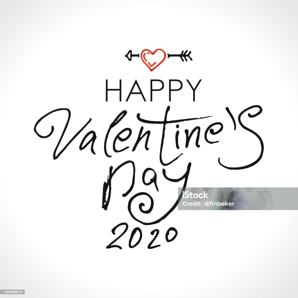 Happy Valentines Day 2020 Modern Calligraphy Stock Illustration ...