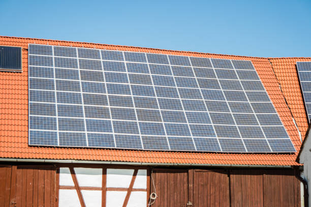 istock Solar system on a roof Own home 1201891933