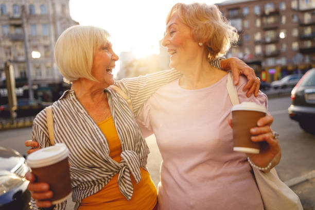 istock Two mates enjoying their evening walk together 1201892534