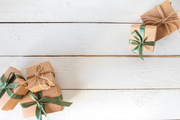 istock Valentine's day, zero waste. Gifts in ECO friendly boxes boxes and on a light background, holiday background, wedding, birthday 1201896177