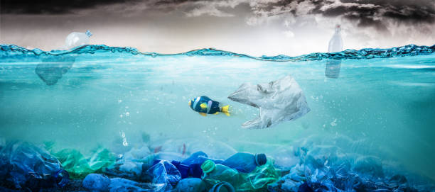 istock Plastic Bag Trying to Eat a Fish. Plastic Pollution Concept 1201900176