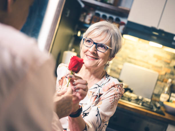 istock Senior couple Valentines Dinner 1201902128
