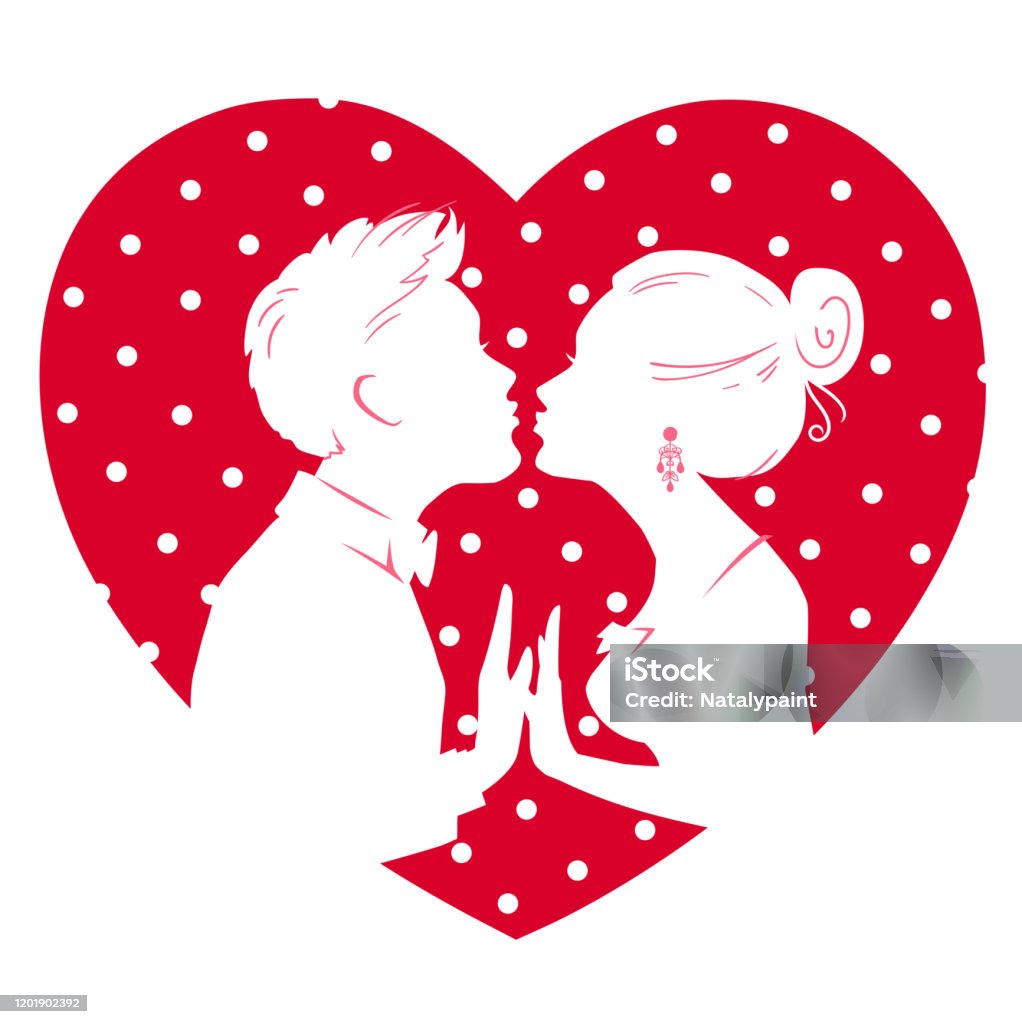 Thiệp Valentine Nụ Hôn Của Đàn Ông Và Phụ Nữ Hình minh họa Sẵn có ...