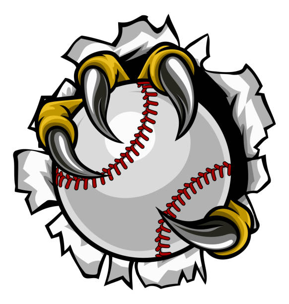 бейсбольный мяч орел коготь когти ripping фон - characters sport animal baseballs stock illustrations