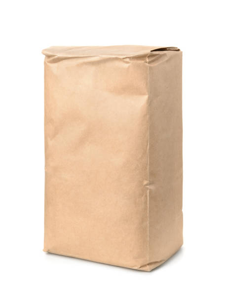 bolsa de comida de papel kraft marrón - paper bag packaging blank package fotografías e imágenes de stock