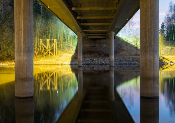 istock View of the structure under the bridge at night, nittelva river 1201905568