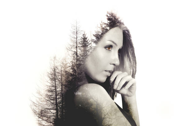 istock Double exposure portrait with woman 1201909339