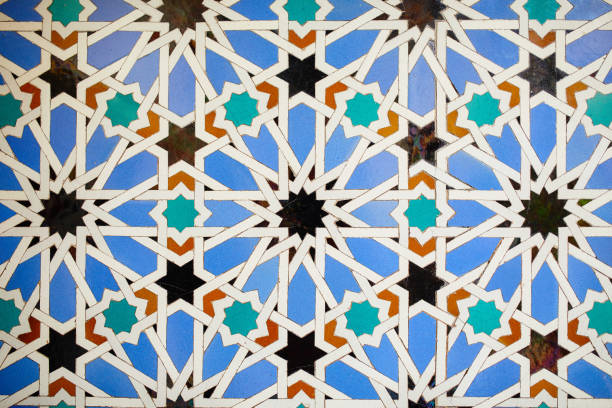 Al Andalus Tile Background at the Alcazar de Sevilla Al-andalus tile background in the royal palace of Seville, Spain el alcazar palace seville stock pictures, royalty-free photos & images