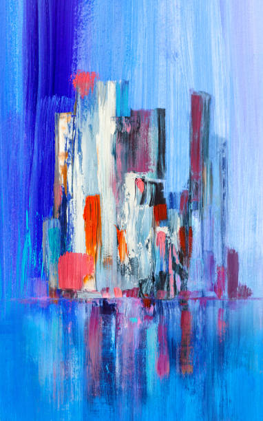istock Abstract painting of urban skyscrapers. 1201911435