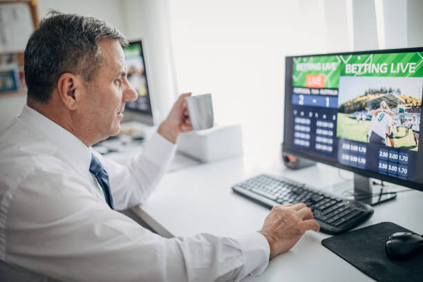istock Sports betting using a computer, live betting 1201912532