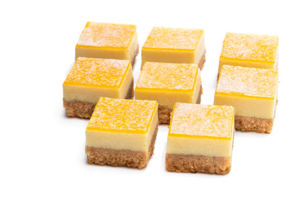 istock Set of mini lemon cheesecake bites isolated on white 1201913951