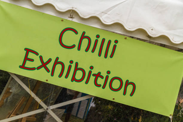 istock Sign for a chilli exhibition, at angle 1201916818