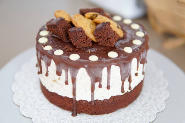 istock Chocolate cake with brownie and cookies ice cream 1201917739