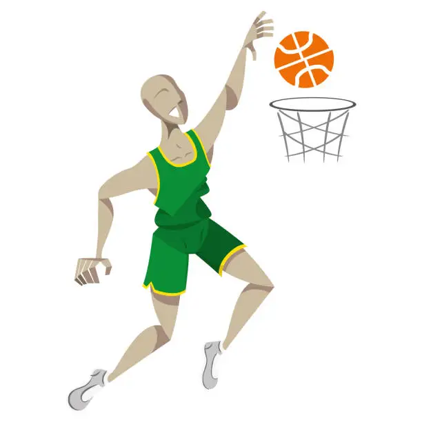 Vector illustration of Illustration represents basketball player doing a sixth. Ideal for educational, sports and historical materials