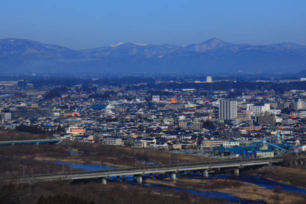 istock Iwate prefecture blue sky and snowy mountain landscape 1201931105