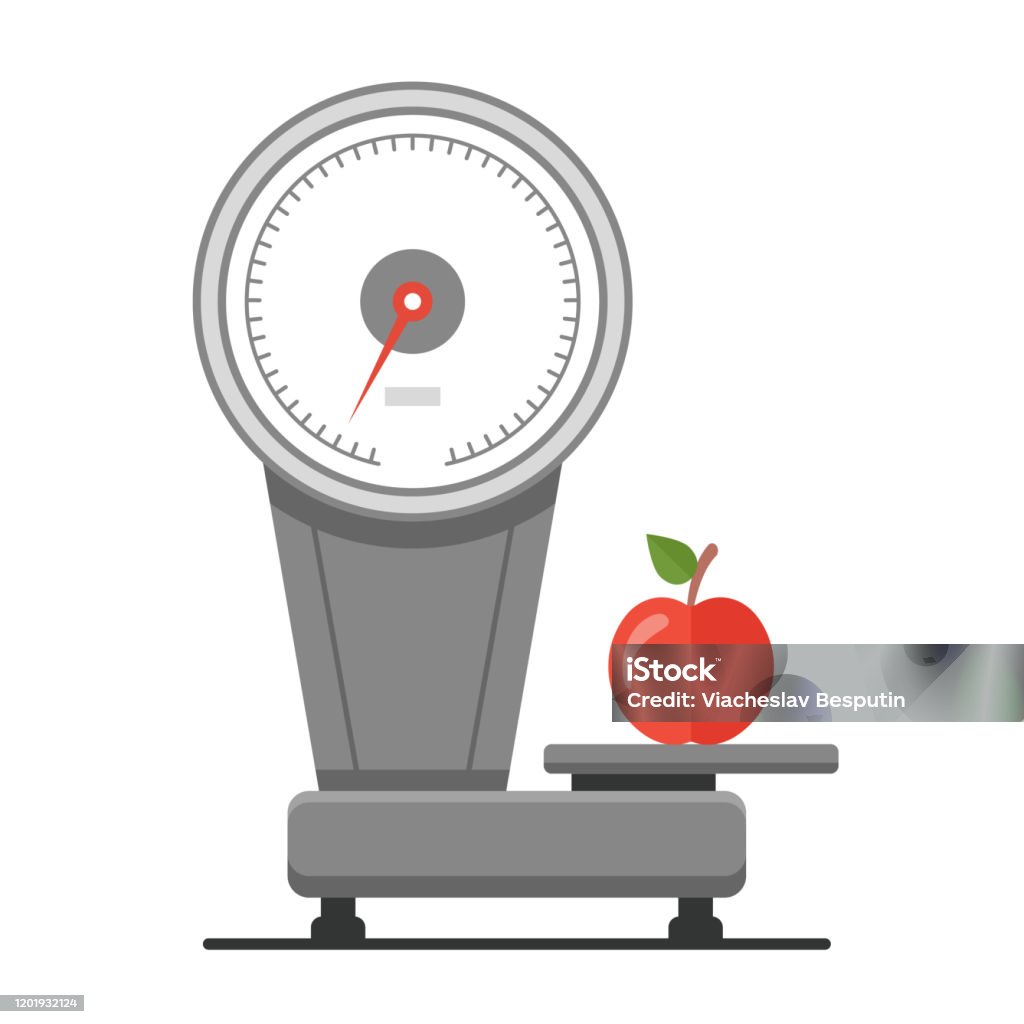 Weigh Apples On The Scales Healthy Food Market Stock Illustration