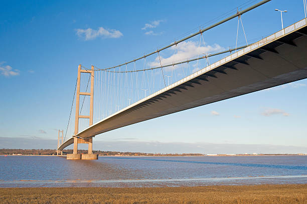 istock Large suspension bridge over a river during the day 120193294