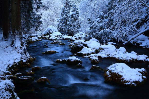 Akita Prefecture Winter Waterfall Akita Prefecture Winter Waterfall japanese akita stock pictures, royalty-free photos & images