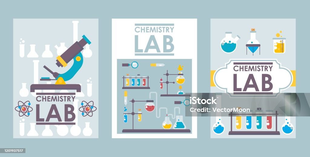 Ilustración de Banderas De Laboratorio De Química Ilustración Vectorial  Diseño De Portada De Folleto Científico Plantilla De Folleto De Laboratorio  Iconos De Laboratorio De Química De Estilo Plano Símbolos De Investigación  Científica