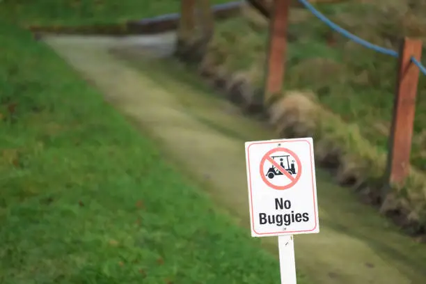 No buggies allowed sign on golf course uk