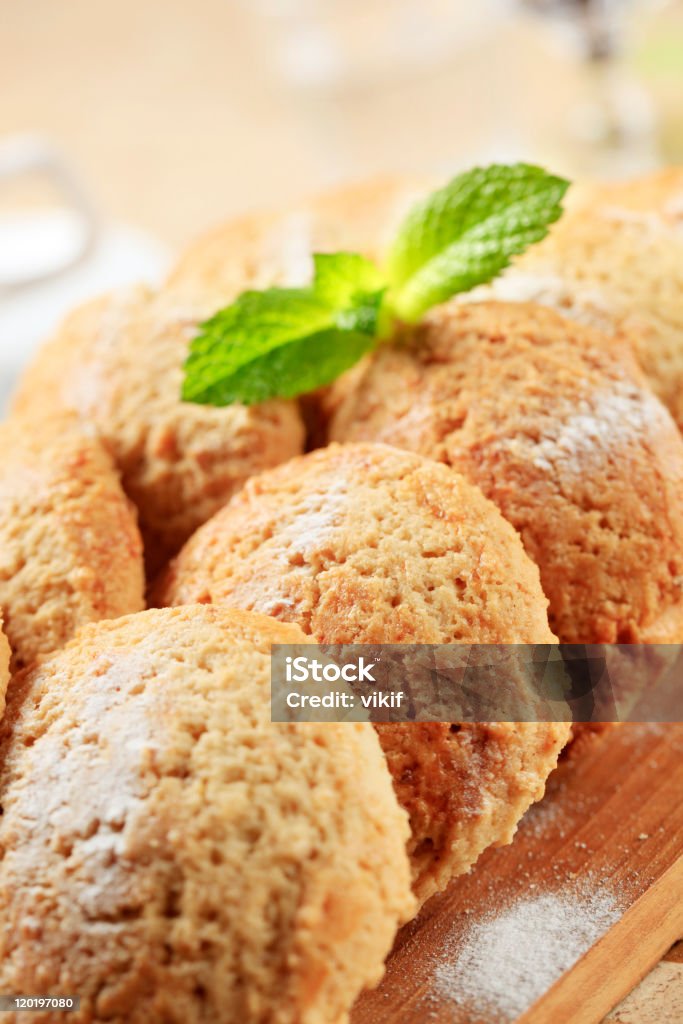 Crispy cookies Rows of crispy cookies on a cutting board Almond Stock Photo