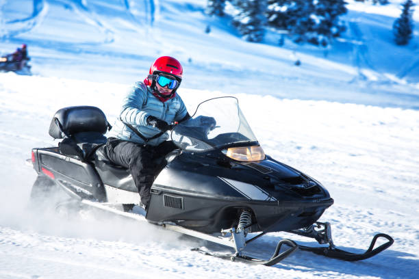 istock Driving snowmobile in Colorado, USA 1201972459